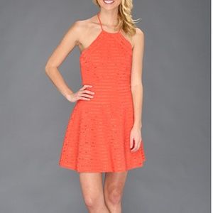 Parker Karmen Silk Halter Dress in Melon